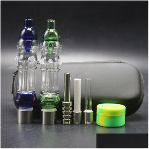 Rauchpfeifen CSYC NC026 Kit Glasfilterpfeife mit 510 Titan Quarz Nagel Sile Jar Edelstahl Werkzeug Kamm DAB Rig für Bongs Drop Del Dhify