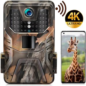 Kamery myśliwskie Outdoor Trail kamera 4K 30MP WIFI Aplikacja Brak Glow Night Vision Ruch aktywowany IP66 Waterproof Trap Trap Cam 230603