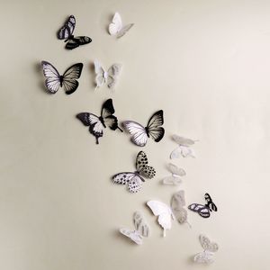 18pcs Black And White 3d Effect Crystal Butterflies Wall Sticker Beautiful Butterfly for Kids Room Wall Decals Home Decoration