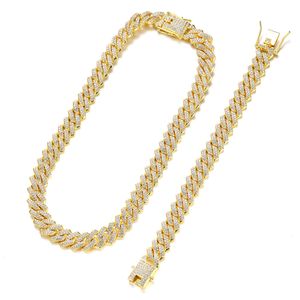 Set di gioielli hip-hop con diamanti Lad Set di collana a catena cubana da 14 mm di moda di alta qualità 20 '