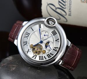 Marca Mens Mulheres Relógios Moda Tourbillon Mecânico Automático Relógio De Luxo Pulseira De Couro Diamante Daydate Fase Da Lua Movimento Relógios De Pulso Homens Tanque