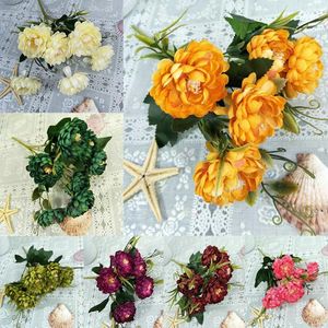 Decorative Flowers 7 Fork Chrysanthemum Artificial Flower Bouquets Floral DIY Wedding Party Home Garden Decoration Scene Layout Pography