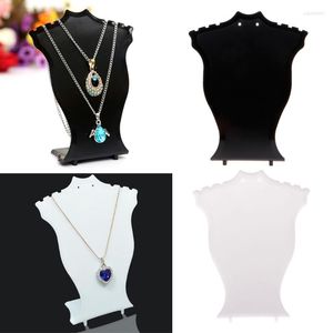 Necklace Earrings Set Plastic Bust Jewelry Display Stand Black White Long Rack 066C
