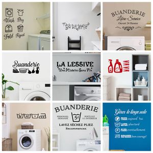 Diy Waschküche französische Dekoration Wandtattoo abnehmbare Vinyl Wandaufkleber Buanderie chemische Reinigung PVC Home Decor Zubehör