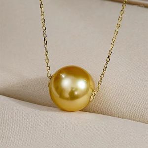 Цепи Muzhi Real 18k Gold Collece Natural South Seawater Golden Pearl подвеска Pure Au750 Простой стиль