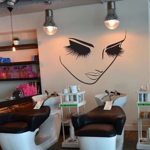 Piękno rzęsy spa salon kobieta twarz na ścianę naklejka włosy gwóźdź manicure Salon spa okno ściany dekoracje winylowe dekoracje