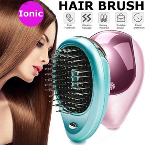 Electric Ionic Hairbrush Vibration Anti Hair Loss Magnetic Massage Comb Portable Ion Hair Growth Comb Relaxation Health Care L230523