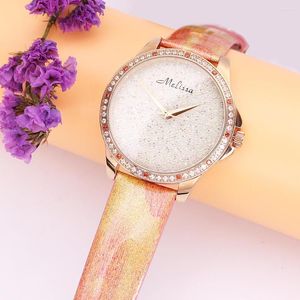 Wristwatches Melissa Lady Women's Watch Japan Quartz Hours Fine Fashion Bracelet Bling Stars Luxury Rhinestones Leather Girl Birthday