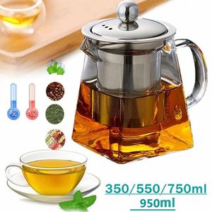 Teaware doméstico conjunto de chá bule de vidro para fogão resistente ao calor de alta temperatura à prova de explosão infusor de chá leite rosa flor