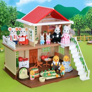 Animali di peluche ripieni Giocattolo di compleanno per bambini Regalo 17PC Foresta Famiglia di piccoli animali Casa da gioco Mini Villa Doll Floccaggio Scena genitoriale 230605