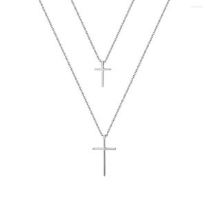 Anhänger Halsketten BONISKISS Multi-Schichten Punk Ketten Doppel Kreuz Halskette Für Frauen Männer Edelstahl Damen Schmuck Geschenke