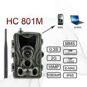 Câmeras de caça 2G Trail Camera 20MP 1080P MMSPSMS Wireless Wildlife Po Traps HC801M Night Vision Hunter Chasse 230603