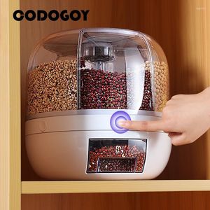 Storage Bottles Home Food Container Rotatable Rice Barrels Sealed Cereal Dispenser Tank Grain Box Kitchen