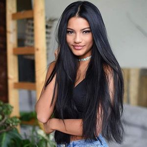 28inch Straight Lace Front Brazilian Wigs For Women Synthetic Hair Wig