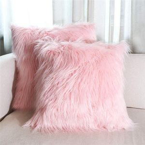 Almofada luxuosa de pele sintética capa de almofada quente de pelúcia sofá fronha quarto carro casa decoração nórdica alta qualidade