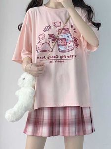 T-shirt DeepTown Summer Kawaii Cute Pig Cartoon Cartoon Print T-shirt krótkie rękawowe japońska ukochana dziewczyna HARAJUKU TOP Kobiety 2022 P230603