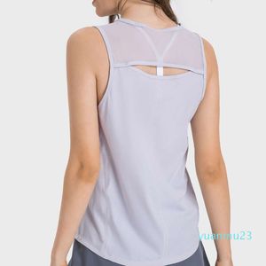 Lu Hip Length Sculpt Tank Top que absorve o suor Camisas sem mangas de ajuste clássico Respirável Malha elástica de quatro vias Leve Corrida Colete de ginástica Verão