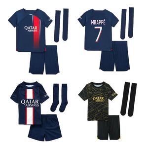 S Soccer Jerseys 22 23 24 Kids Football Kits Paris Mbappe Maillots De Baby Shirt