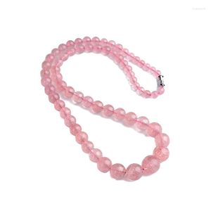 Strand Red Strawberry Natural Crystal Necklace Round Beads Tower Chain Lucky for Women Girl Gift Fashion Jewelry JourSneige