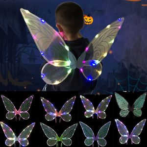 Светодиод Rave Toy Drov Up Angel Wings for Halloween Cosplay Kids Girls Fairy Stage Performance Cormoration Рождественский костюм женщин 230605