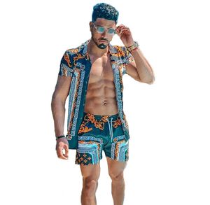 Mężczyźni Pływające dresy projektant Plus M-3xl 2-częściowy zestaw koszulki Koszulki Letnie kombinezon do joggingu stroje kąpielowe drukowane hawajskie zestawy odzieży sportowej mody