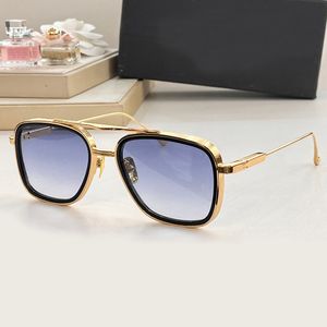 Squared Solglasögon Gold Metal Blue Gradient Lens Kvinnor Män Summer Fashion Solglasögon Sunnies Gafas de Sol Sonnenbrille Shades UV400 glasögon med låda