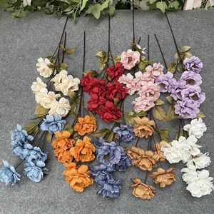 Dekorativa blommor 9 cm 6 huvuden/gren konstgjord pion siden siden bukett bröllop fest dekoration för hem diy tillbehör falska