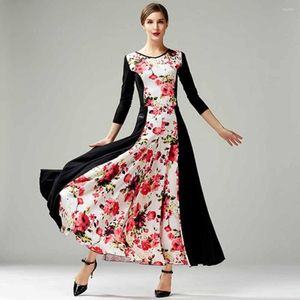 Stage Wear Ballroom Competition Dresses Standard Dance Performance Costumes Elegant Evening Party Gown Women Printing Long Skirt