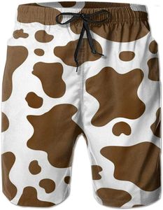 Mäns shorts Brown Cow Print 3D Mens Swim Trunks Quick Dry Beach Mesh Foding Board med fickor som drabbas av badkläder