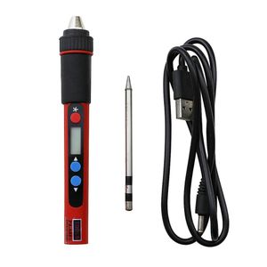 Soldeerijzers Portable USB Electric Soldering Iron 5V 10W LCD Digital Adjustable Temperature Welding Solder Rework Heat Pencil Repair Iron