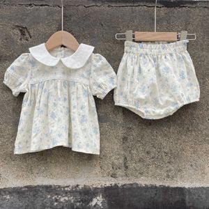 衣類セット夏の幼児の女の赤ちゃん2PCS服セット綿ピーターパンカラー半袖トップPPショートパンツシンスーツ幼児服