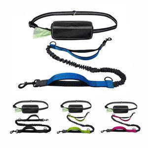 Leinen Hände kostenlos Hunde Leine Taillenbeutel Beutel laufen Walking Hundekragen Leine Bungee Reflektierende Doppelgriff Control Hunde -Lash -Seil