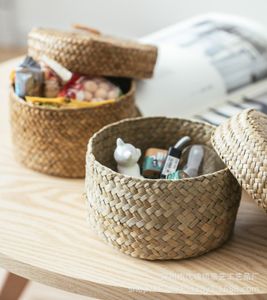 Storage Baskets 1258CM Handmade Bamboo Basket Snack Wicker Rattan Seagrass Belly Garden Flower Pot Planter Finishing Box 230603