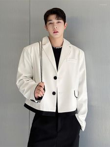 Ternos masculinos C Y Casual Versátil Color Contrast Men Short Coat estilo coreano 2023 Moda de outono Moda longa Jaqueta masculina 9A4875