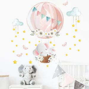 Cartoon-Heißluftballon-Wandaufkleber für Kinderzimmer, Mädchenzimmer, Dekoration, Elefant, Hase, Wandaufkleber, Heimdekoration, Kunst-Tapeten