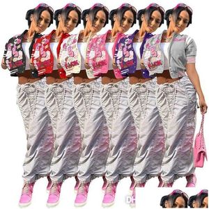 Jaquetas femininas femininas designer 2023 letras padrão estampado jaqueta de beisebol de manga curta senhoras verão bomber streetwear casacos drop dhodd
