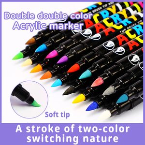 Markers 60 36 Colors Sketching Markers Set Dual Brush Acrylic Paint Pens for Calligraphy Lettering Rock Glass Canvas Metal Ceramic Wood 230605