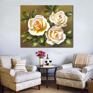 Medelhavslandskap Canvas Art White Roses Sung Kim Artwork Handmålad oljemålning Kustdekor för New House