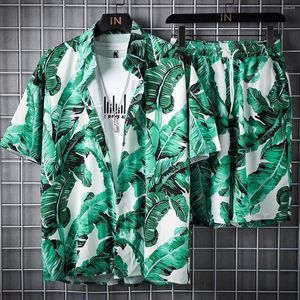 Men's Tracksuits 2023 Men 2 Piece Set Quick Dry Hawaiian Shirt Shorts Fashion Clothing Printing Casual Outfits Summer Beach Sets