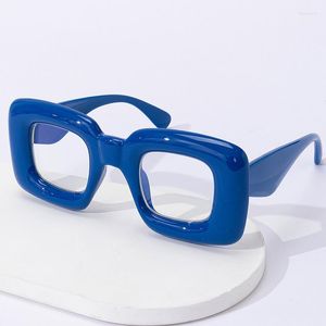 Güneş Gözlüğü Çerçeveleri Eşsiz Mavi Kare Gözler Çerçeve Kadın Moda Büyük Boy Y2K Gözlükler Gölgeleri Retro Clear Lens Gözlük