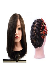 100 Human Hair Mannequin Head 18quot Blonde Great Quality Natural Black Color Hair Hairdressing Dolls Head For Beauty5175827