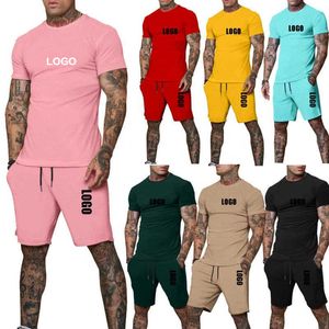 Toptan Özel Yaz Polyester Jogging Sportswear Gym Trailsuit Kısa 2 Parça Erkekler Şort ve Gömlek Erkekler İçin Set