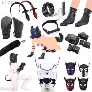 SM Party Mask Puppy Play Dog Hood Mask Dog Paw Crawl Glove Dog Tail Plug BDSM Bondage Costume sexy Fetish Dog Role Play Sex Toys L230518