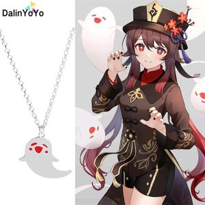 Pendant Necklaces Genshin Impact Necklace Hu Tao Cute Ghost Cosplay For Women Men Jewelry Gift Accessories Props