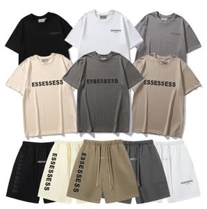 Camisetas masculinas de grife no peito com letra laminada estampada manga curta rua alta solta oversize casual camiseta essent tops de algodão para homens e mulheres camisa essentail