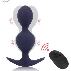 Fabric Remote Control Anal Plug Male Butt Plug Vibrating Prostate Massager Anal Bead Vibrator Anal Sex Toy for Woman Man Masturbation Cup Adult Equipment L230518