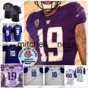 Mit8 Custom Washington Huskies 2019 Neue Marke Fußball Jeder Name Nummer Schwarz Lila Weiß #10 Jacob Eason 26 Salvon Ahmed Herren Jugendtrikot 4XL