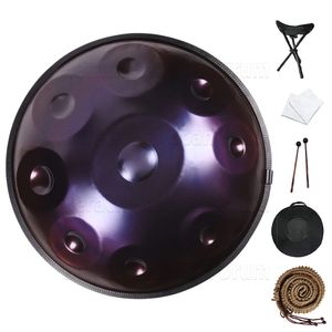 432HZ handpan tambor 9 tom 18 polegadas G menor céu estrelado roxo língua de aço tambor meditação yoga música tambor instrumento tambor presente