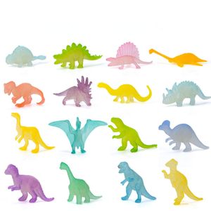 Led Rave Toy 16pcs Luminoso Mini Dinosauro Modello Plastica Glow in the Dark Decorazione Bambini Ragazzo Regalo 230605