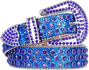 2023 Designer bb belt Simon Belts for men women shiny diamond belt black on black Blue white multicolour with bling rhinestones as gift 8style wholesale